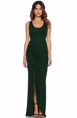 SAINT GRACE Gita Maxi Dress in Dark Green Size S